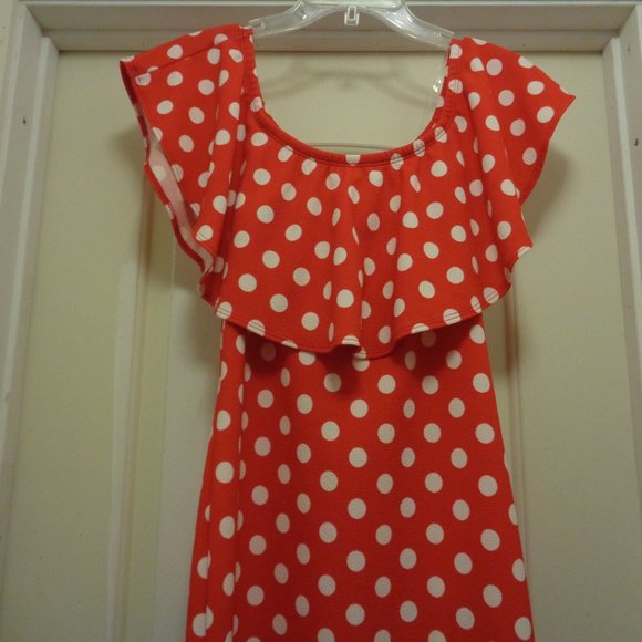 MINNIE MOUSE DARLING IN DOTS RUFFLES KNIT DRESS BY GOT STYLE X LG - Picture 6 of 6